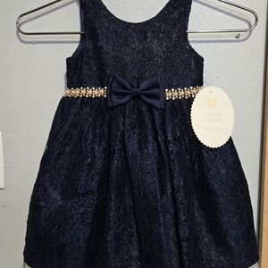 Elegant Navy Blue Lace Kids Dress